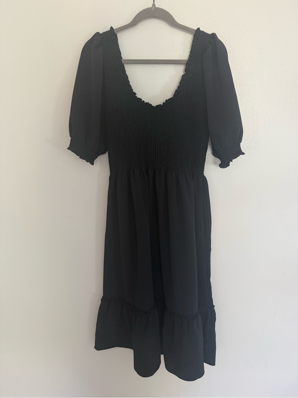 Hill House Dress The Louisa Nap Midi Smocked Puff Sleeve in Black - Picture 7 of 9